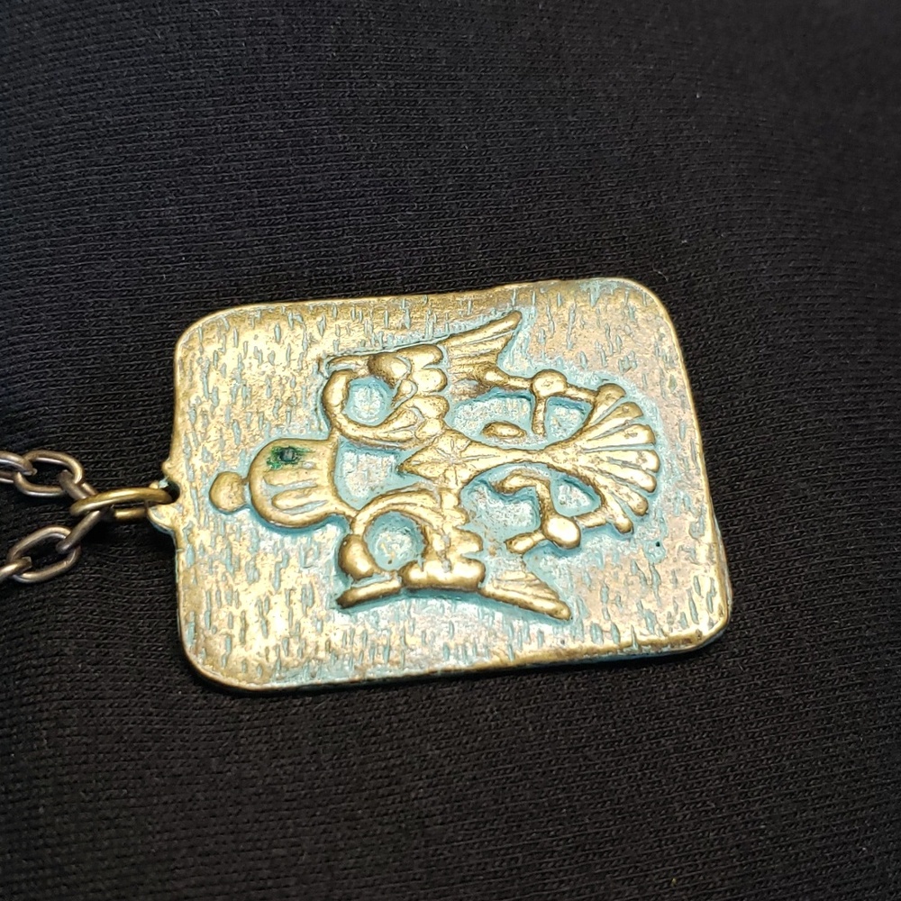 Brass Gold Copper Blue Toned medal/pendant 2 headed double Eagle/Dragon Lion